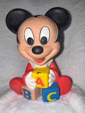 Vintage Mickey Mouse Red Baby Blocks Figure - Classic Kids Toy